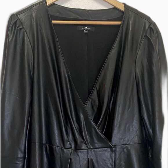 7 FAM - Vegan Leather True Wrap v-Neck Dress - size L (missing belt) - Picture 5 of 11